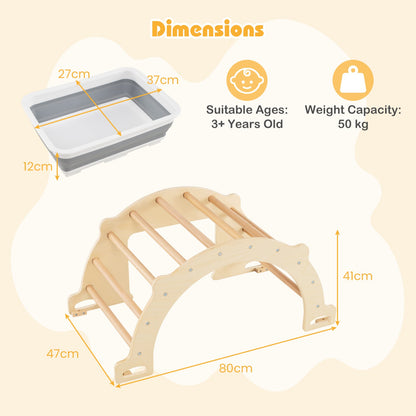 Kids Climbing Arch Sensory Table with Removable Collapsible Storage Bin and Rocker Board-S