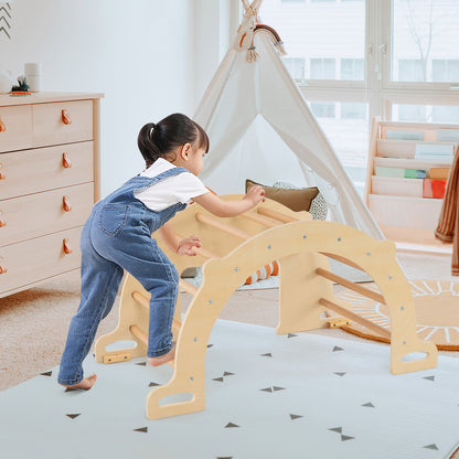Kids Climbing Arch Sensory Table with Removable Collapsible Storage Bin and Rocker Board-M
