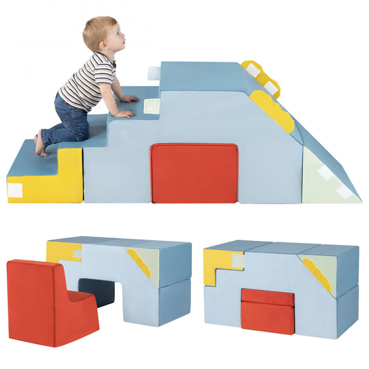 Kids Climbing Toys Toddler Climber with Slide and Stairs Soft Foam Blocks-Colourful