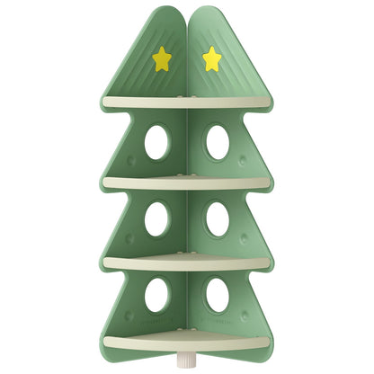 4-Tier Kids Corner Bookshelf for Kids Room and Nursery Playroom-Green