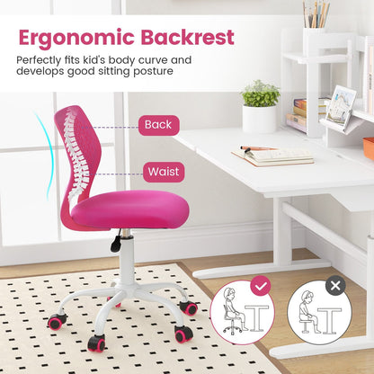 Ergonomic Children Study Chair with Adjustable Height-Rose