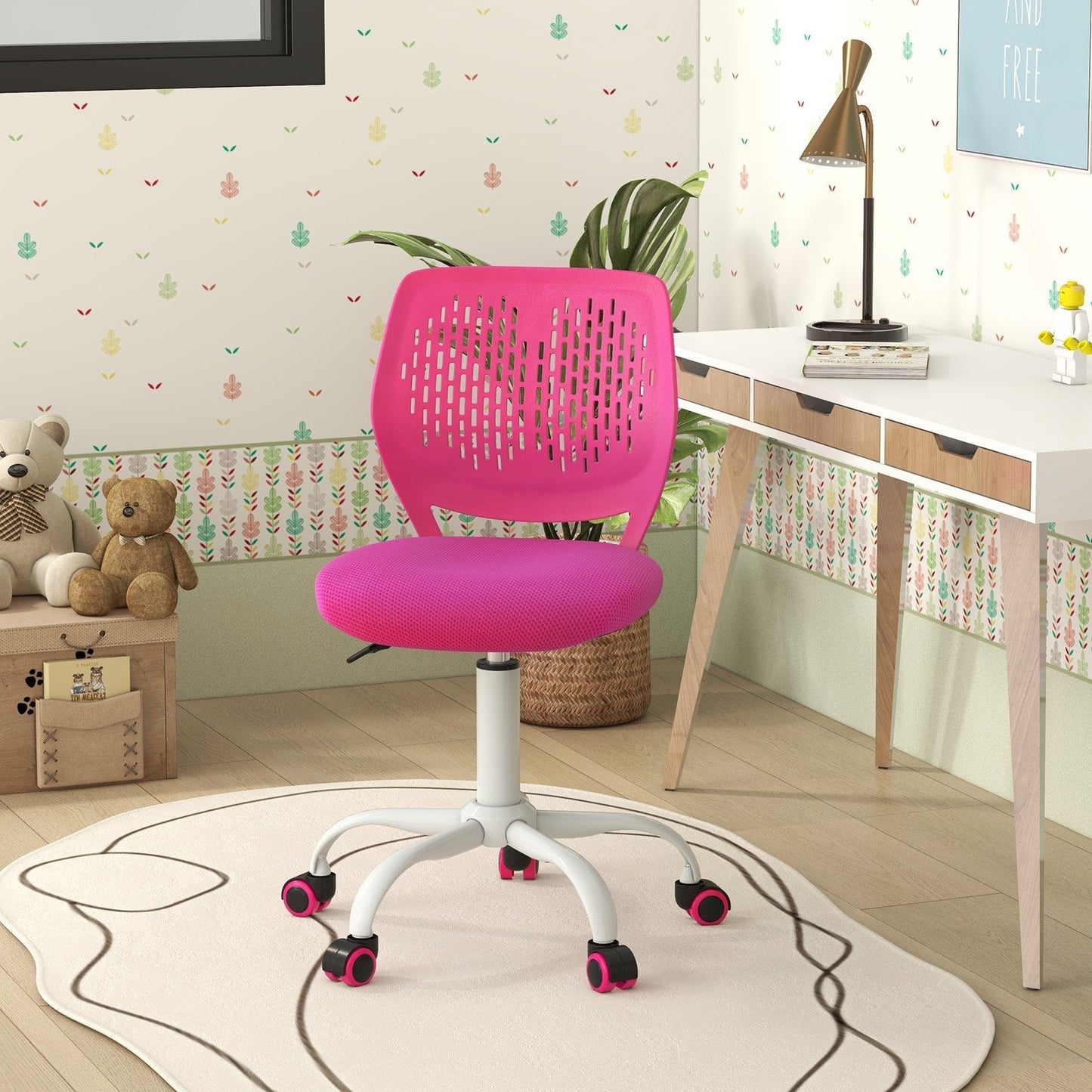 Ergonomic Children Study Chair with Adjustable Height-Rose
