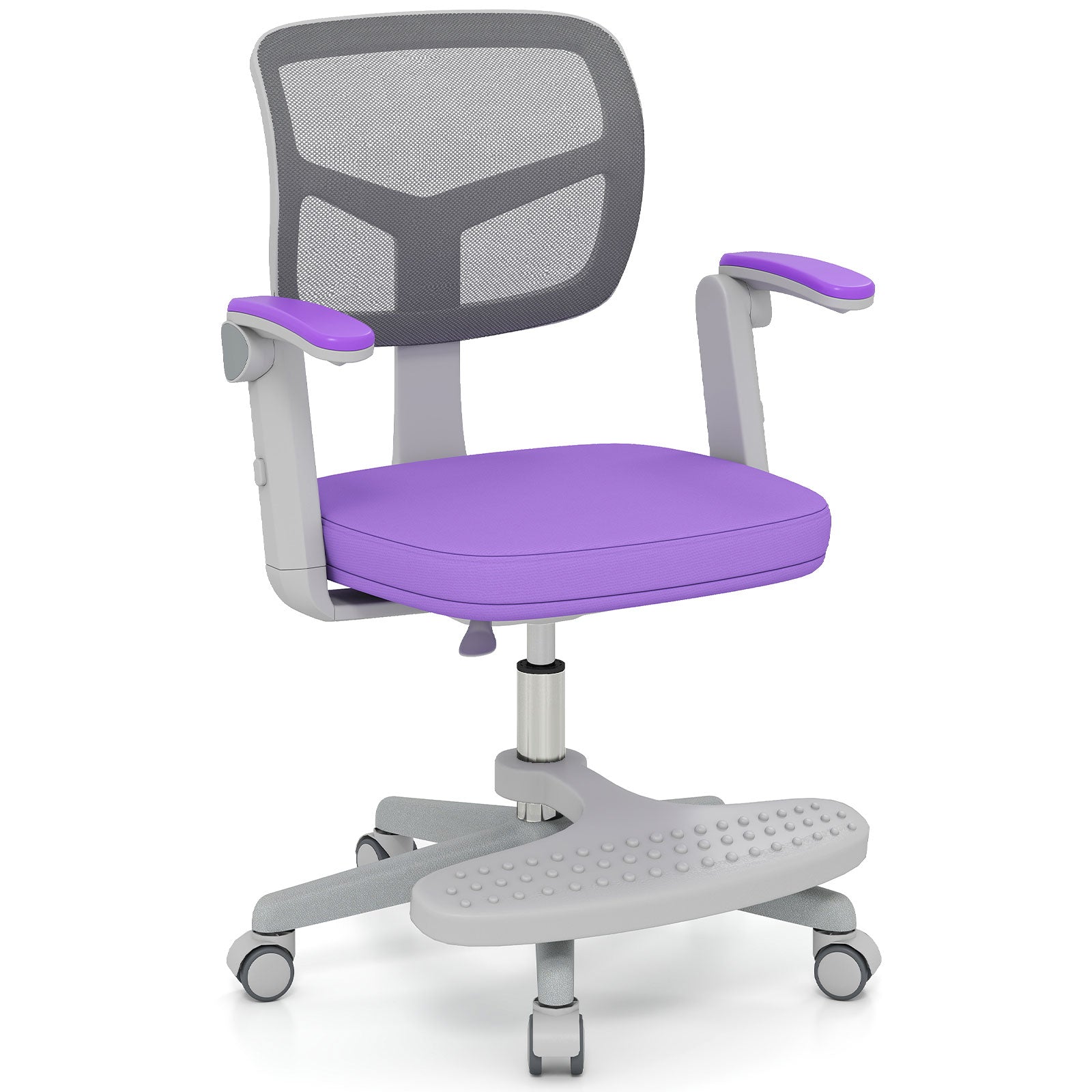 Kids Desk Chair Children Study Chair with Adjustable Height Armrest and Footrest-Purple