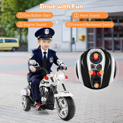 Kids Electric Motorcycle Motorbike 6V Battery Horn Headlight-Black