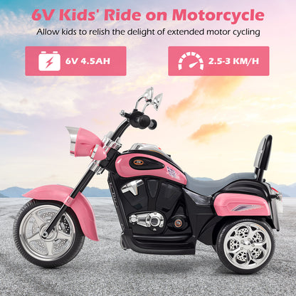 Kids Electric Motorcycle Motorbike 6V Battery Horn Headlight-Pink