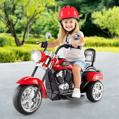 Kids Electric Motorcycle Motorbike 6V Battery Horn Headlight-Red & Black