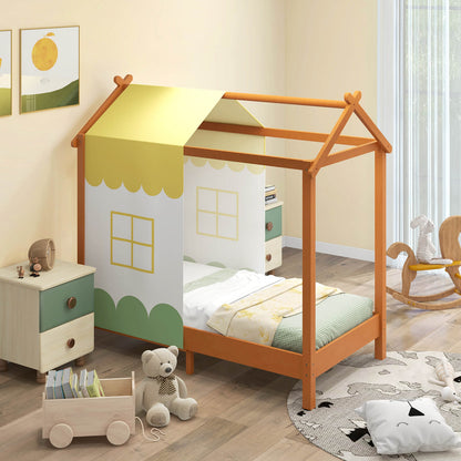 Kids House Bed with Roof Playhouse with Removable Canopy