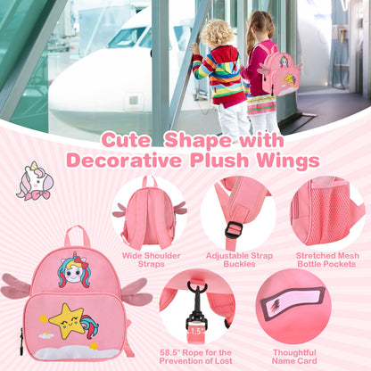 2 Pieces Kids Luggage Set with Spinner Wheels and Anti-Lose Rope-Pink