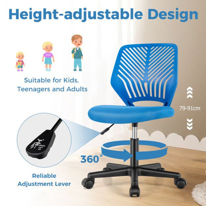 Height-adjustable Kids Mesh Ergonomic Desk Chair with Universal Casters-Blue