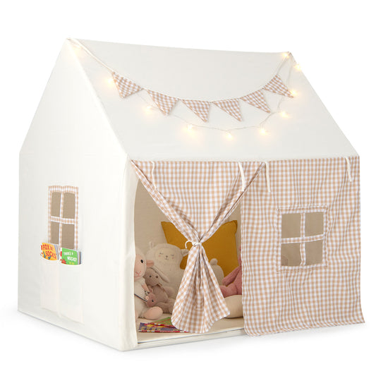 Kids Play Tent with Padded Mat for Children Aged 3-8 Years Old-Beige