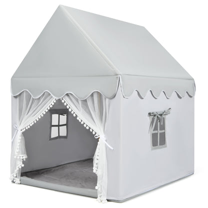 Kids Play Tent with Padded Mat Indoor Playhouse-Grey