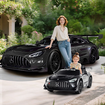 12V Kids Powered Ride on Car Benz GT3 with Spoiler and Remote Control-Black