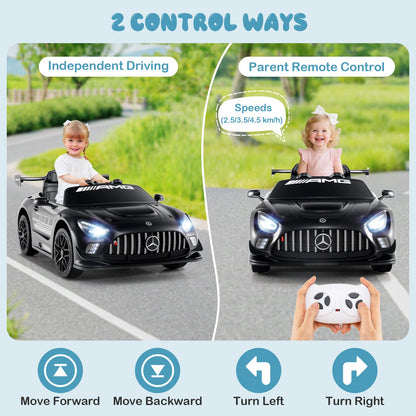 12V Kids Powered Ride on Car Benz GT3 with Spoiler and Remote Control-Black