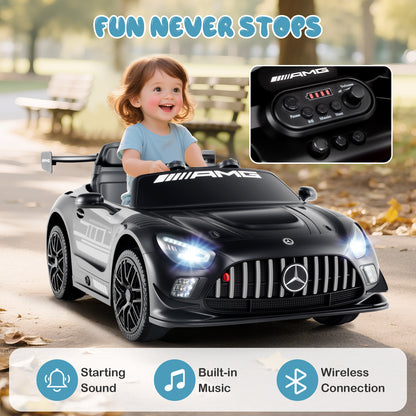 12V Kids Powered Ride on Car Benz GT3 with Spoiler and Remote Control-Black
