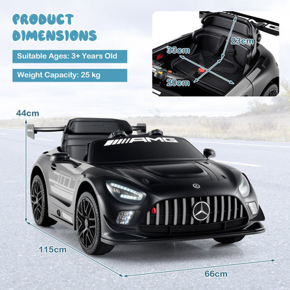 12V Kids Powered Ride on Car Benz GT3 with Spoiler and Remote Control-Black