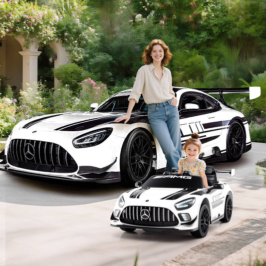 12V Kids Powered Ride on Car Benz GT3 with Spoiler and Remote Control-White