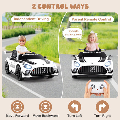 12V Kids Powered Ride on Car Benz GT3 with Spoiler and Remote Control-White