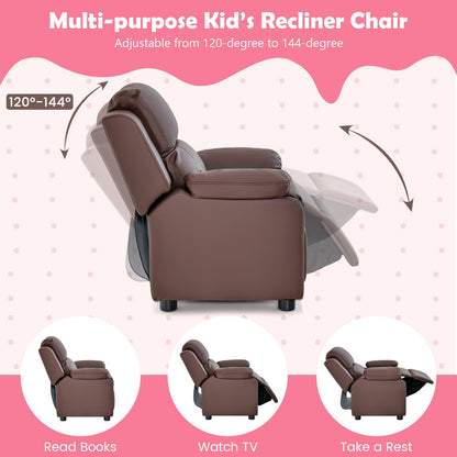 Kids Recliner Chair with Adjustable Backrest and Footrest-Coffee