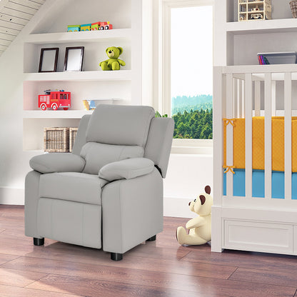 Kids Recliner Chair with Adjustable Backrest and Footrest-Light Grey