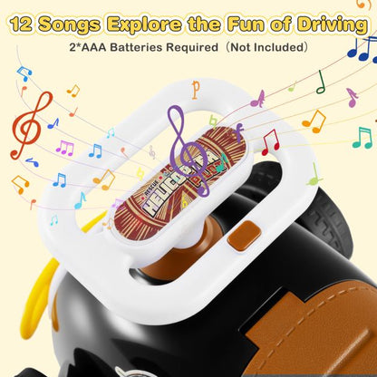 Kids Ride On Car Sliding Toy with Music and Cool Rear Wings-Black & Brown