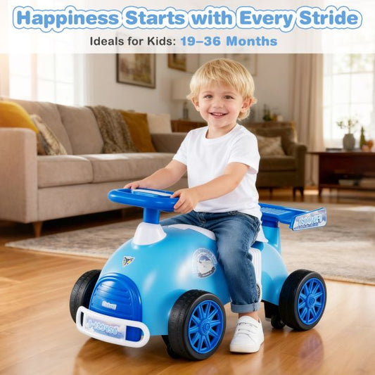 Kids Ride On Car Sliding Toy with Music and Cool Rear Wings-Blue
