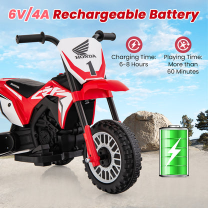 Honda Licensed Kids Ride On Motorbike with Horn Anti-slip Handlebars-Red