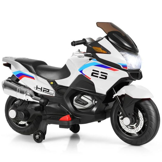 12V Elektryczny Akumulatorowy Motocykl z Kółkami Bocznymi - Biały