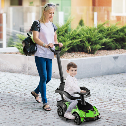 Kids Licensed Lamborghini Ride on Car with Push Handle-Green