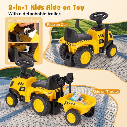 Kids Ride on Tractor Licensed Caterpillar Foot to Floor Sliding Car-Yellow &amp; Black