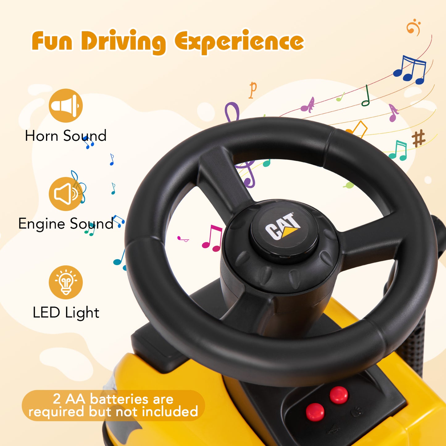 Kids Ride on Tractor Licensed Caterpillar Foot to Floor Sliding Car-Yellow &amp; Black