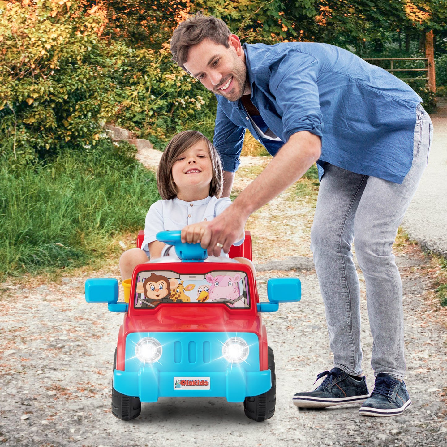 6V Kids Riding Toy with Sound Effects One-Button Start-Red