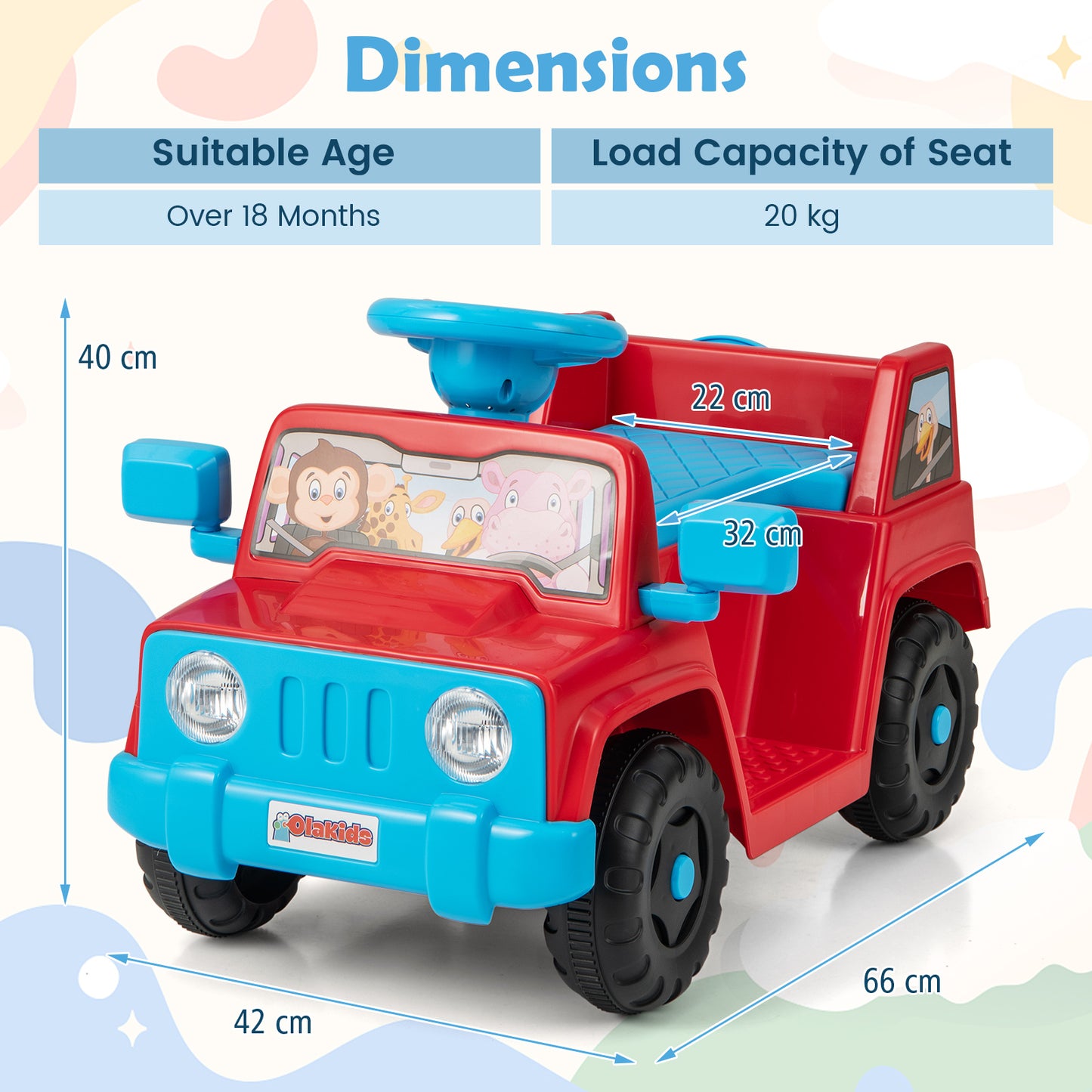 6V Kids Riding Toy with Sound Effects One-Button Start-Red