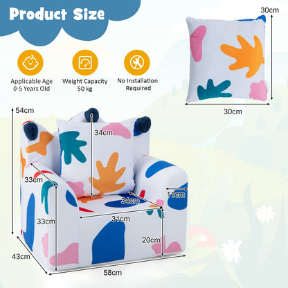 Kids Sofa Chair Foam Filled Armchair with  Extra Padded Pillow-White