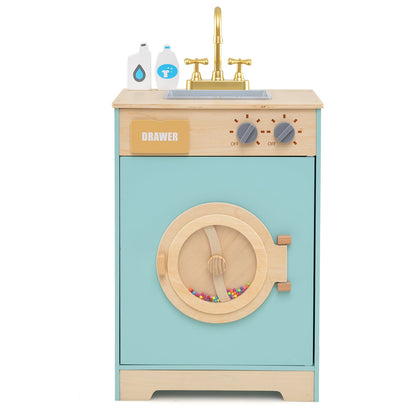 Kids Washer Playset Toy Washing Machine with Laundry Detergent-Blue