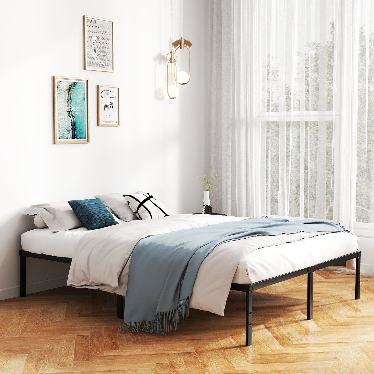 King Size Heavy Duty Metal Platform Bed Frame