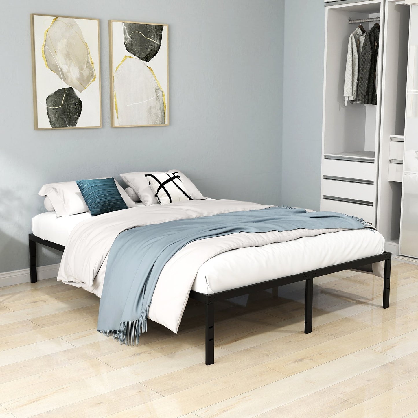 King Size Heavy Duty Metal Platform Bed Frame