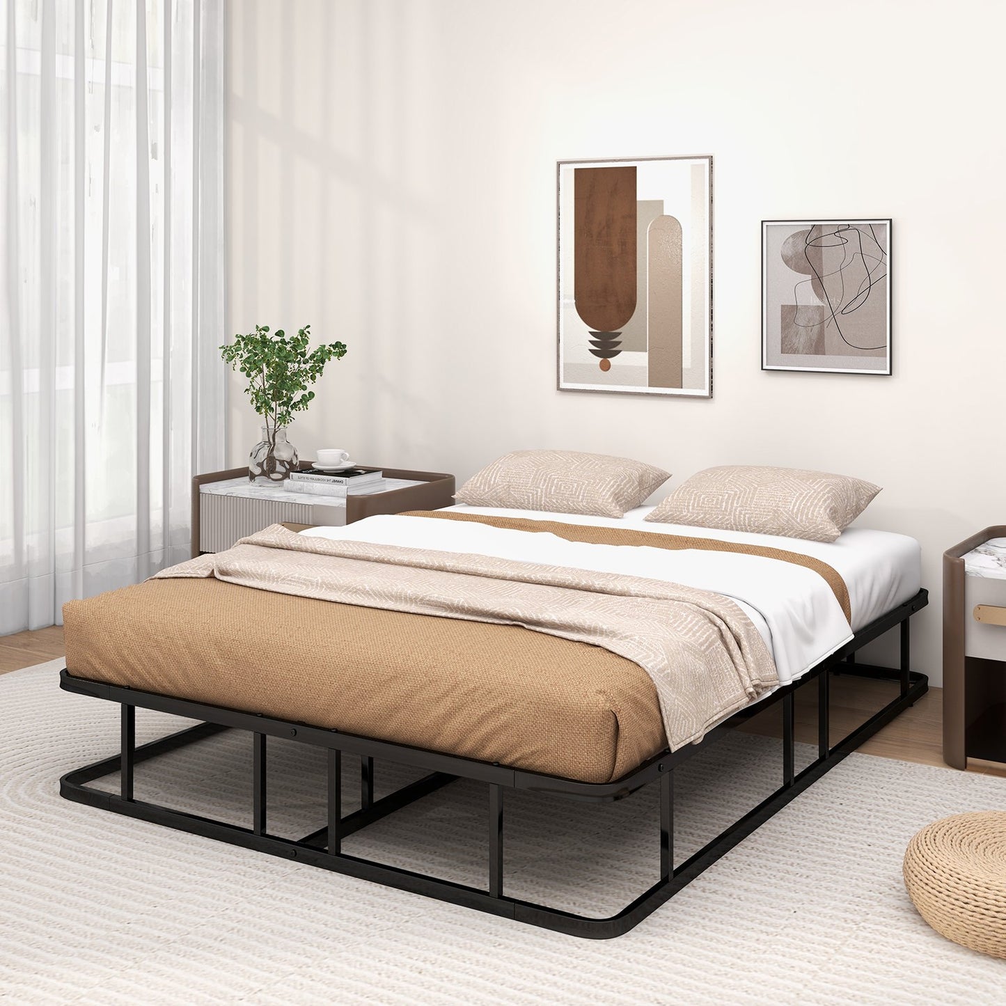 King Size Metal Bed Frame with Metal Slat Support