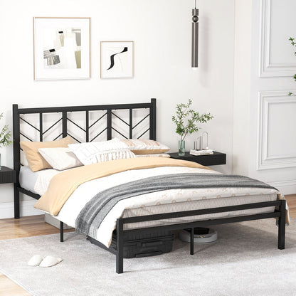 Double/King Size Platform Bed Frame with Branch-shaped Headboard-King Size