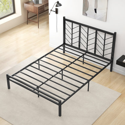 Double/King Size Platform Bed Frame with Branch-shaped Headboard-King Size
