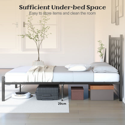 Double/King Size Platform Bed Frame with Branch-shaped Headboard-King Size