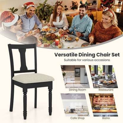Kitchen Dining Chair with Linen Fabric Storage Space-Black