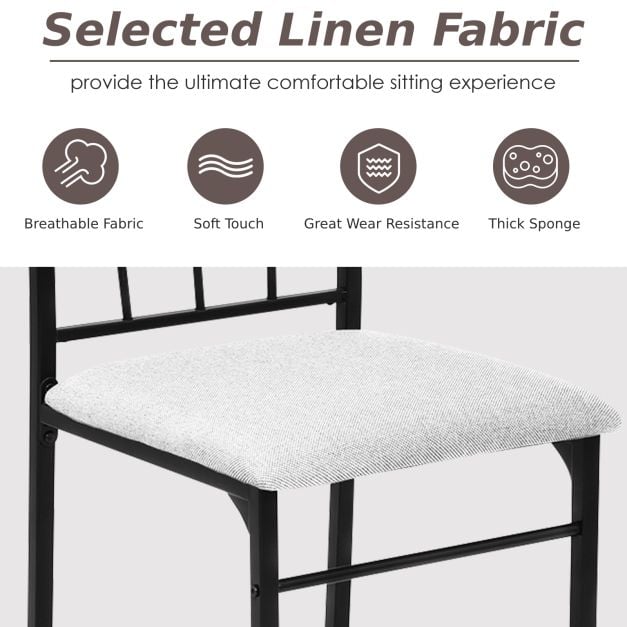 Marble 5-piece Kitchen Dining Set with Sponge Cushion and Metal Structure-Grey