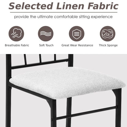 Marble 5-piece Kitchen Dining Set with Sponge Cushion and Metal Structure-Grey