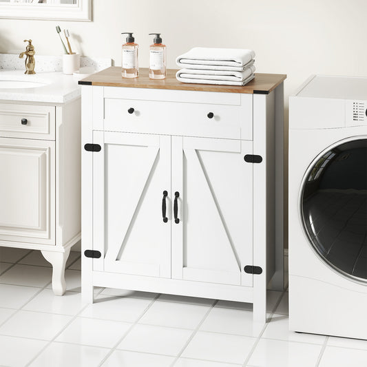 Kitchen Pantry Storage Cabinet with Drawer and Adjustable Shelf-White