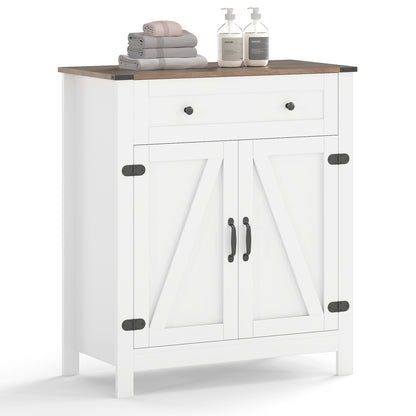 Kitchen Pantry Storage Cabinet with Drawer and Adjustable Shelf-White