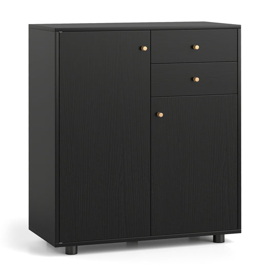 Kitchen Sideboard Buffet Cabinet with 3 Adjustable Shelves-Dark Grey