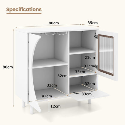 Kitchen Sideboard with Glasses Holder-White