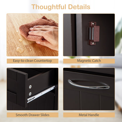 Kitchen Tilt Out Trash Cabinet with 70L Hidden Garbage Holder-Brown