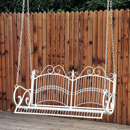 Outsunny Metal 2-Seater Outdoor Garden Swing Bench White