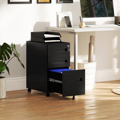 Vinsetto Three-Drawer Steel Filing Cabinet - Black